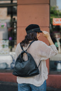 Meredith Leather Shoulder/Backpack | Black