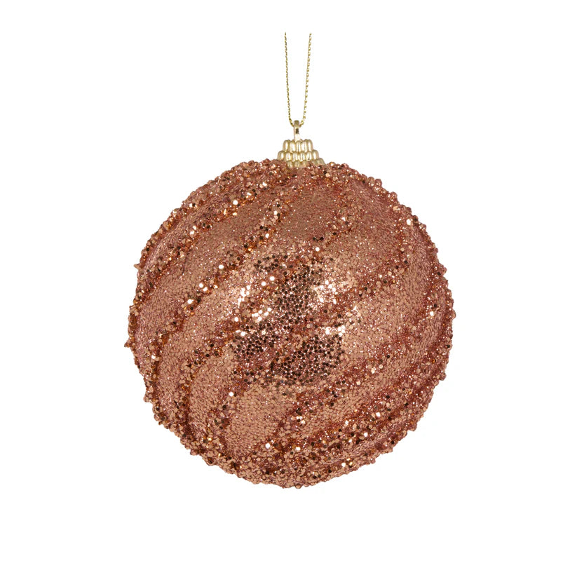 Copper Glittered Swirl Bauble