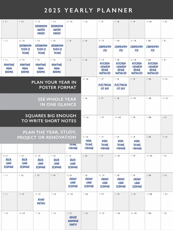 2025 Yearly Wall Planner