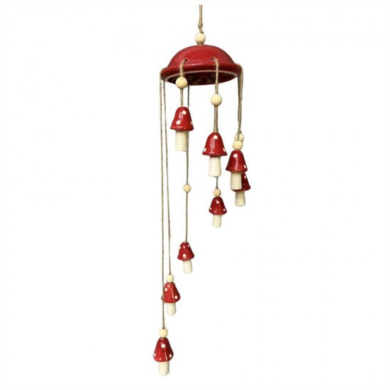 Red Ceramic Marshroom Wind Chime String