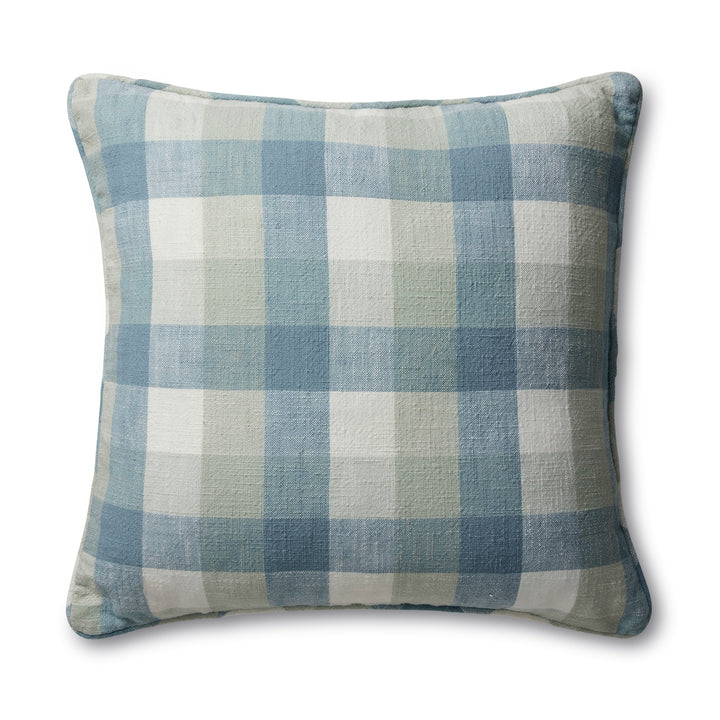 Isaac Blue/Seafoam Check Cushion