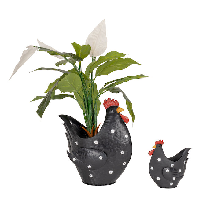 Chicken Planter Black & White