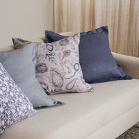 Riley Denim Blue Linen Feather Cushion