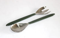 Salad Servers W/ Deep Green Enamel