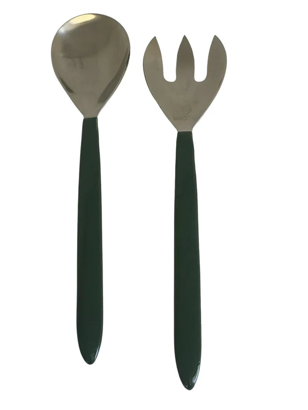 Salad Servers W/ Deep Green Enamel