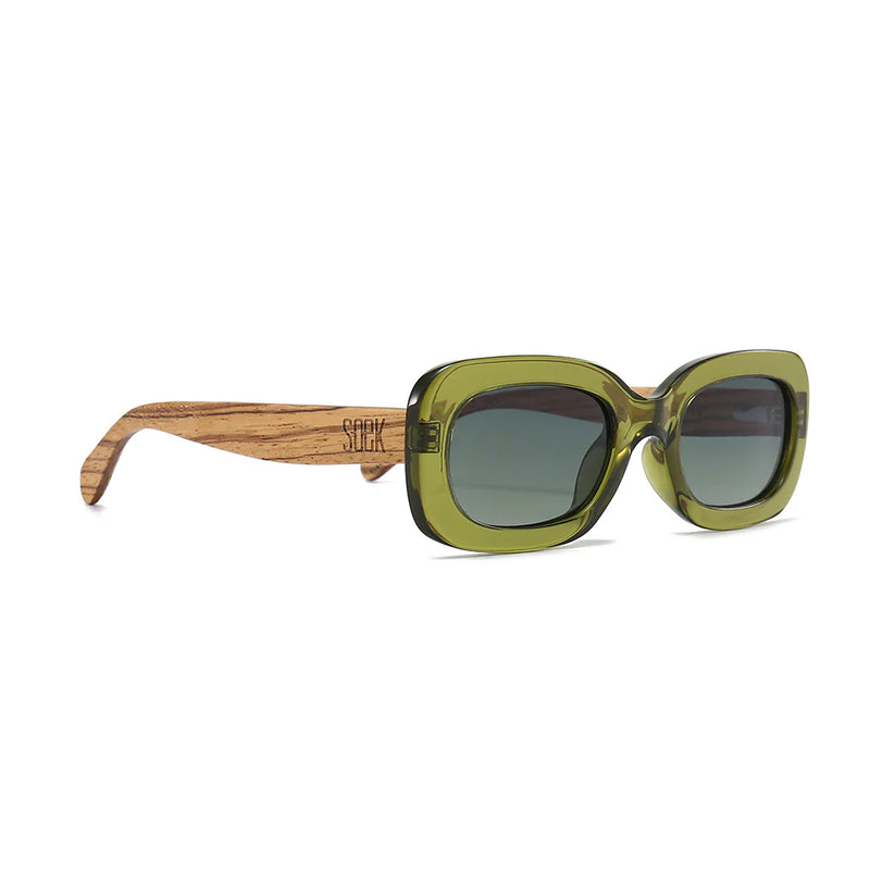 Vibe Moss Khaki Frame l Black Lens l Walnut Arms