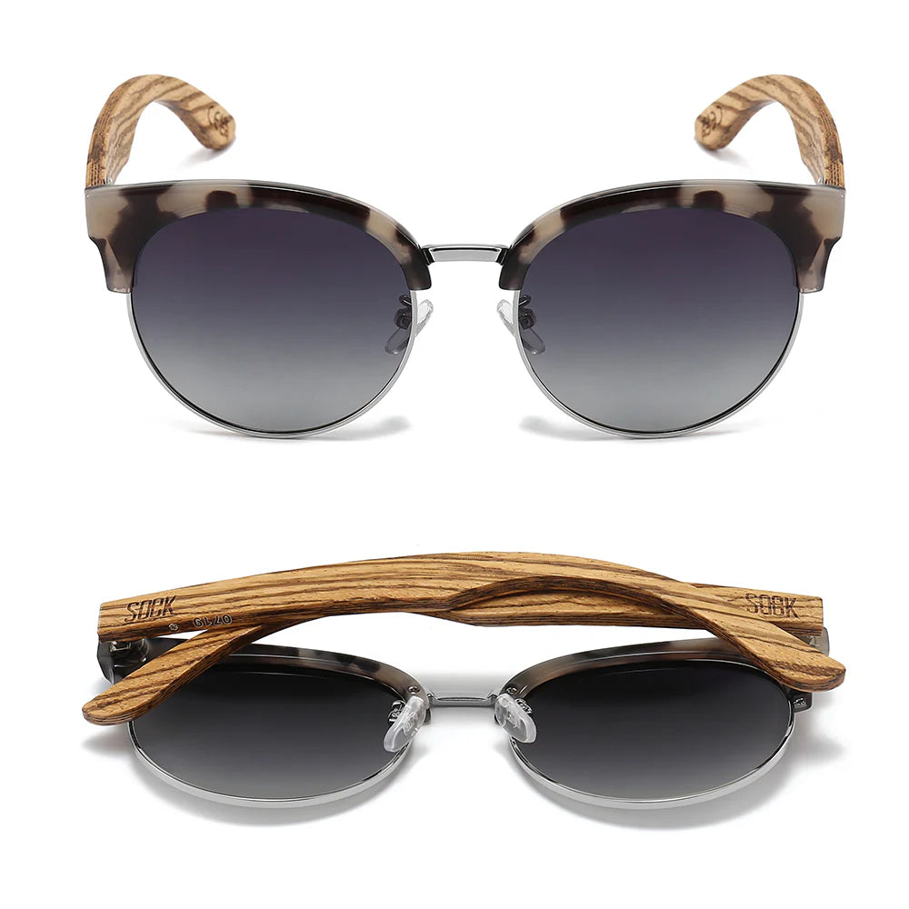 Heather Ivory Tort | Smoky Polarised Lens l Walnut Wooden Arms