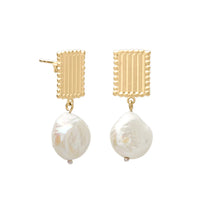 Aphrodite Goddess Small Pearl Earrings | 18KT Yellow Gold Plate