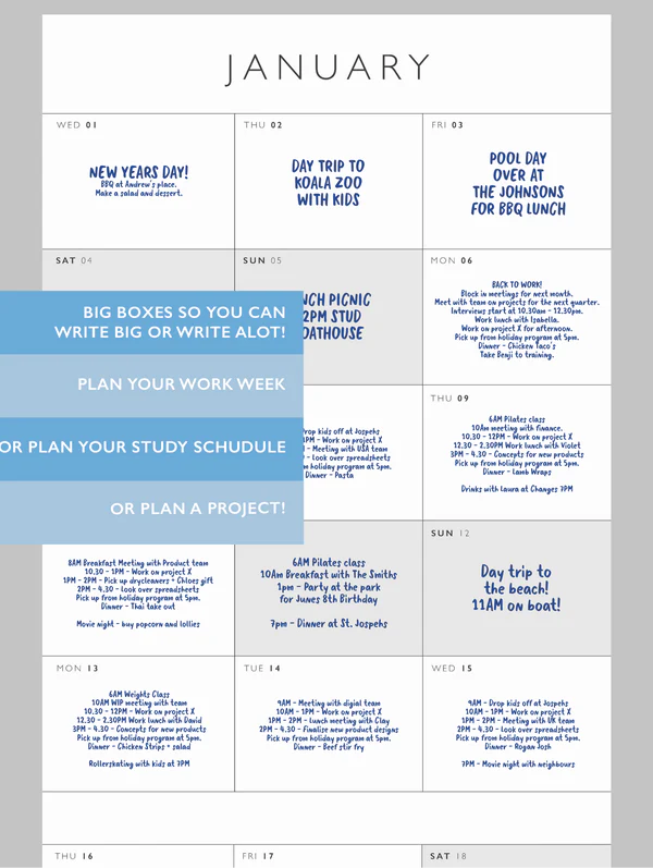 2025 Busy Big Box Wall Planner