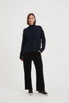 Turtle Neck Boxy Knit | Navy