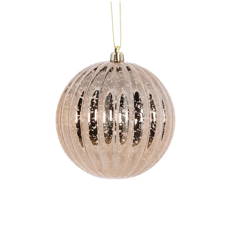 10cm Ribbed Champagne Mercury Bauble