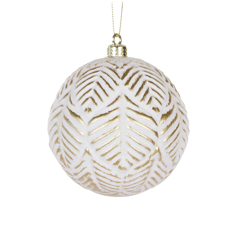 White And Gold Aztec Leaf Bauble