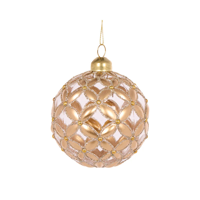 Gold Ettched Fleur Bauble