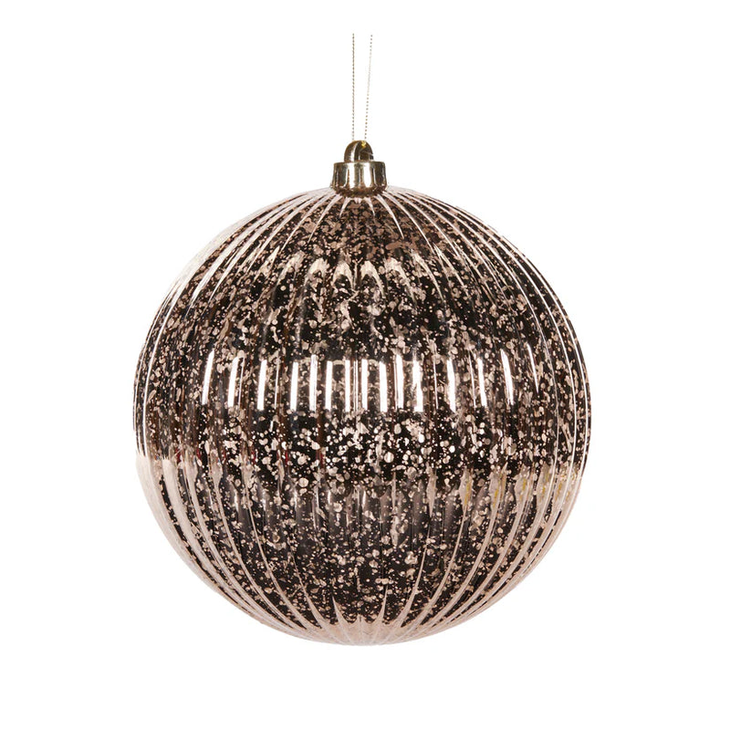 20cm Champagne Mercury Ribbed Bauble