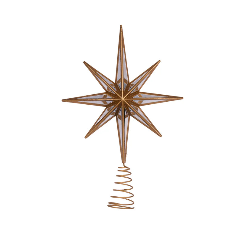 8 Point Mirrored Tree Topper Star Copper