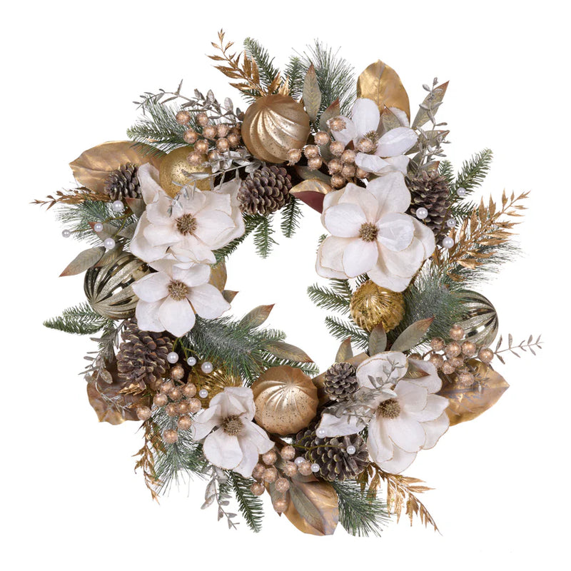 71cm Gilded Magnolia Wreath