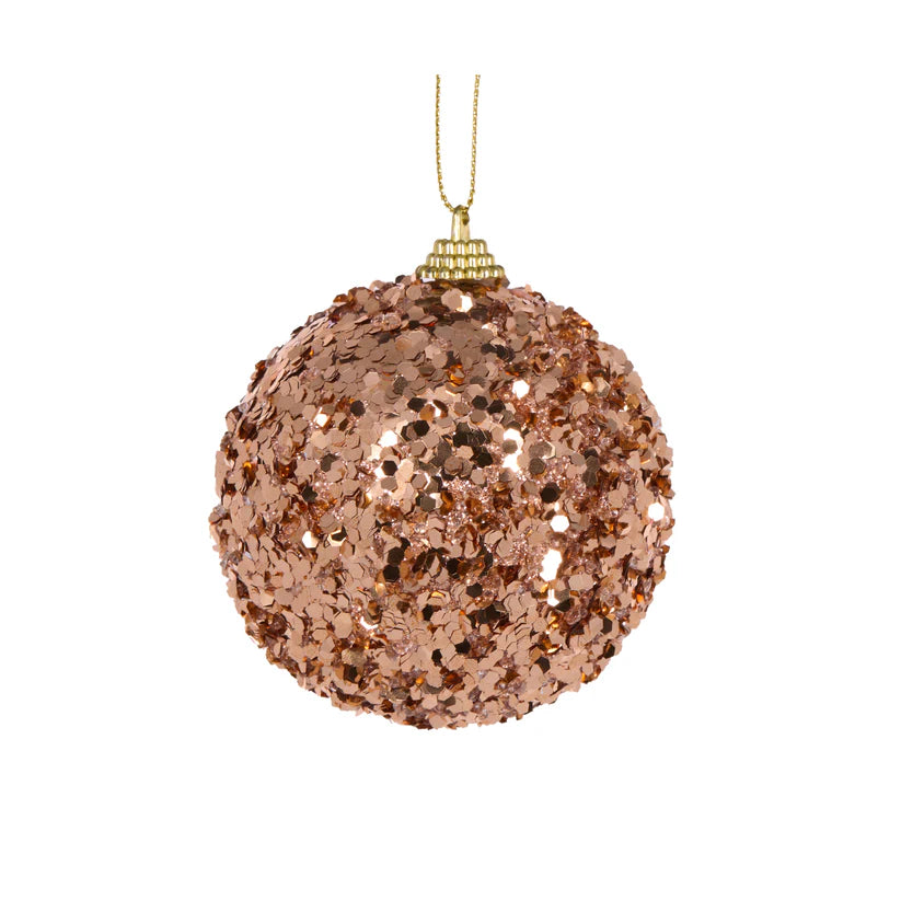 Copper Glitter Flake Bauble