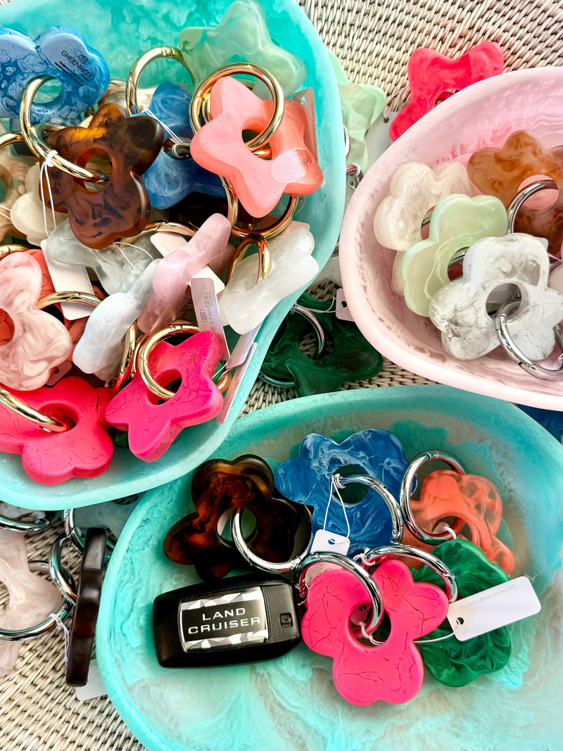 Floral Resin Keyrings | Gold