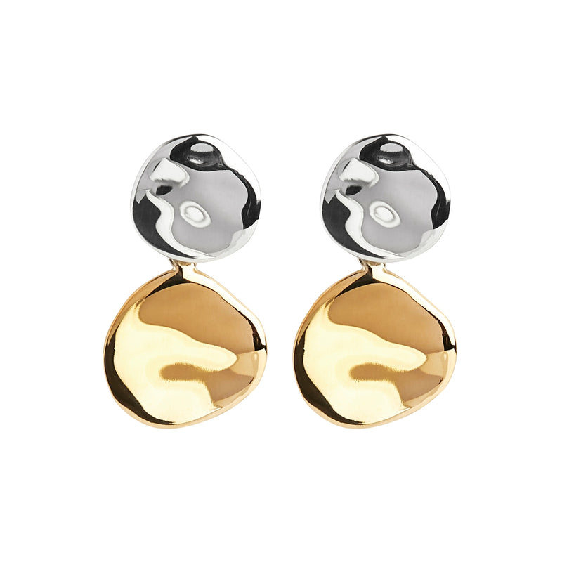 Shard Double Disk Two Tone Stud Earring