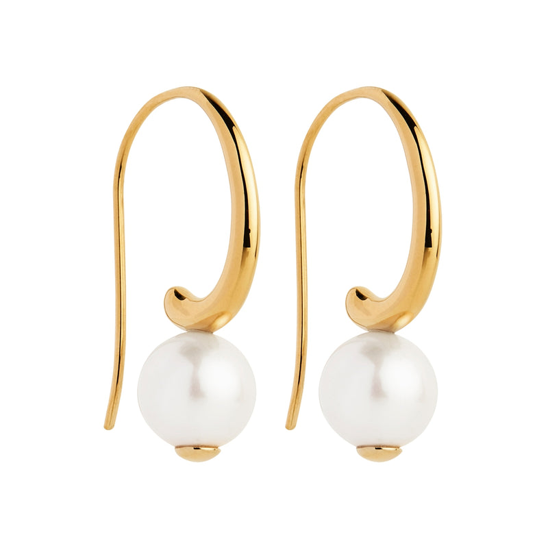 Fern Yellow Gold Pearl Earring