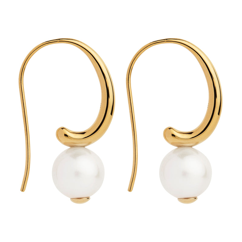 Fern Yellow Gold Pearl Earring