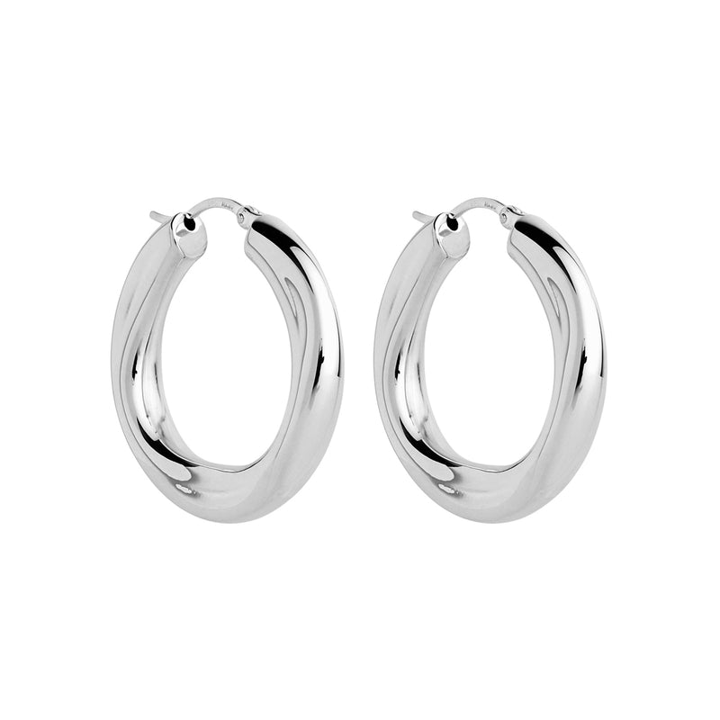 Dune Medium Silver Hoop Earring