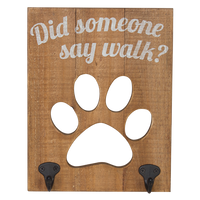 Wooden Wall Hook with Paw- "Did someone say walk?"