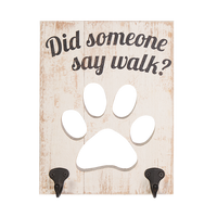 Wooden Wall Hook with Paw- "Did someone say walk?"