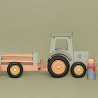 Little Farm Tractor With Trailer Wooden Baby Toy