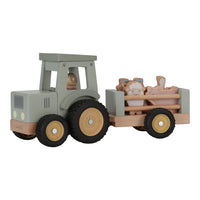 Little Farm Tractor With Trailer Wooden Baby Toy