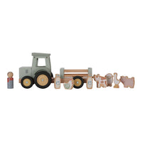 Little Farm Tractor With Trailer Wooden Baby Toy