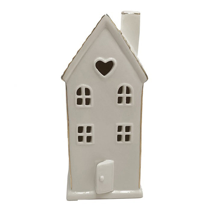 White Ceramic Led Heart House