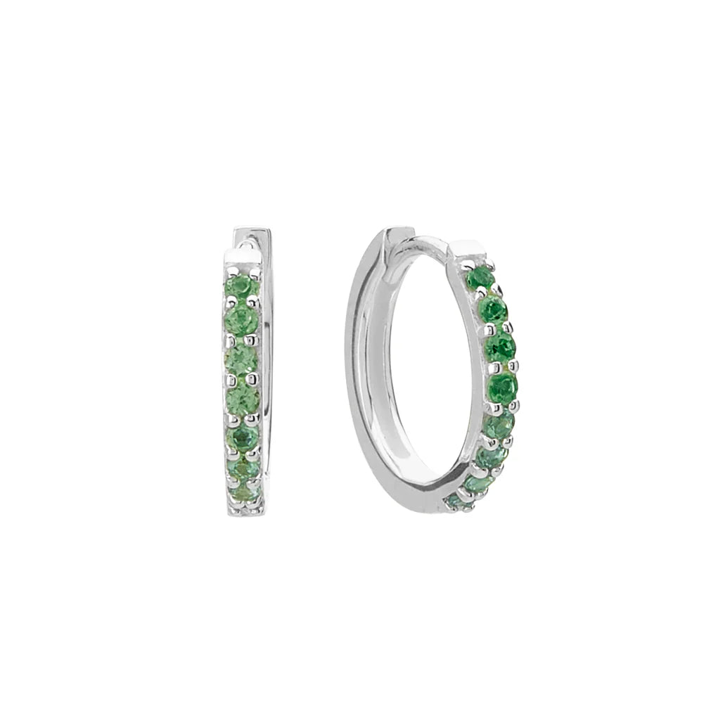 13mm Huggies | Sterling Silver Green Quartz