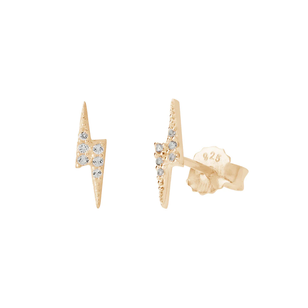 Lightning Bolt Studs | White Topaz