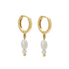 Double Pearl Huggies | 18KT Yellow Gold Plate