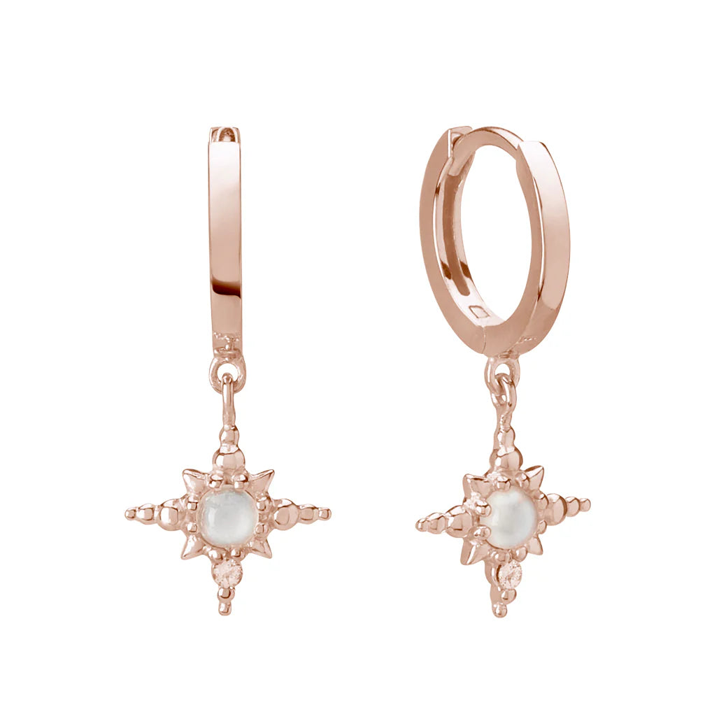 Huggies with Hanging Star | Rose Gold Plate