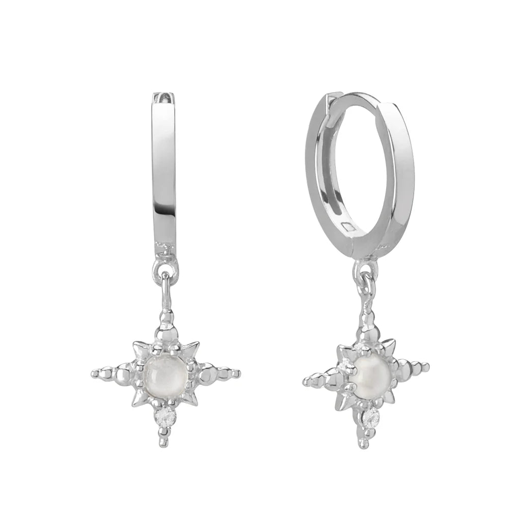 Huggies with Hanging Star | Sterling Silver