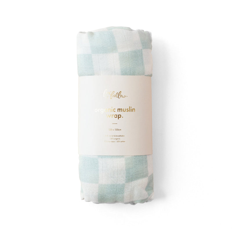 Sage Check Organic Muslin Wrap Swaddle