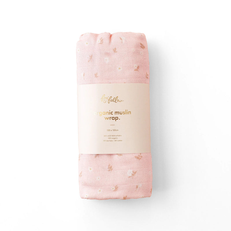 Dusty Roses Organic Muslin Wrap Swaddle