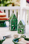 Ceramic Christmas House Green Table Decoration