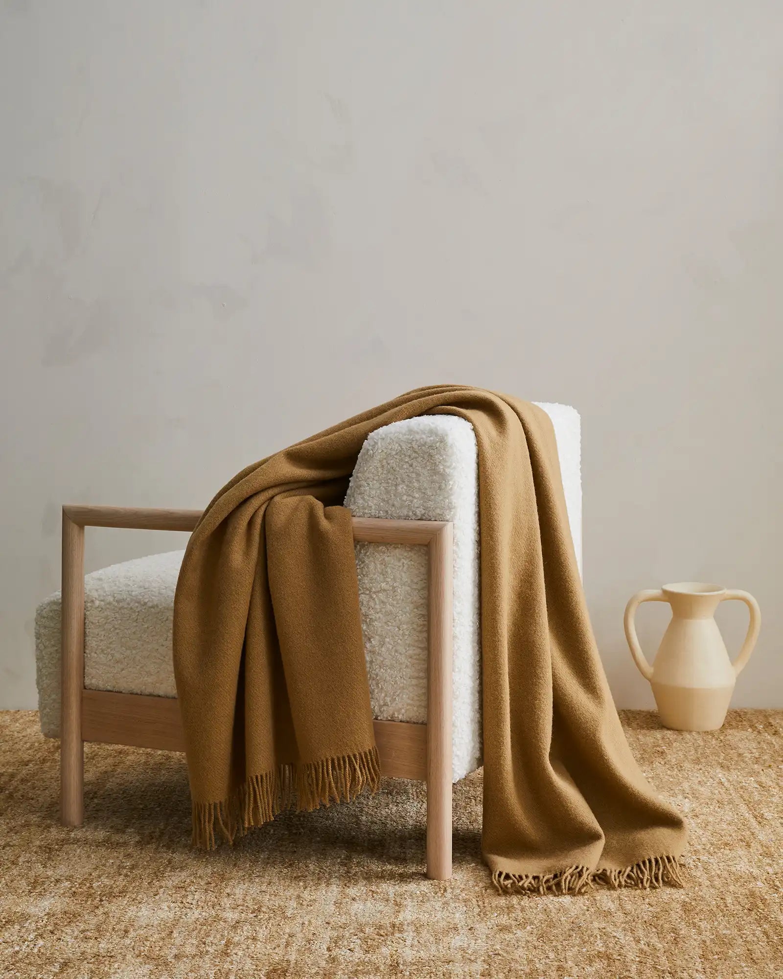 Nevis Lambswool Throw | Camel | 130 x 200cm