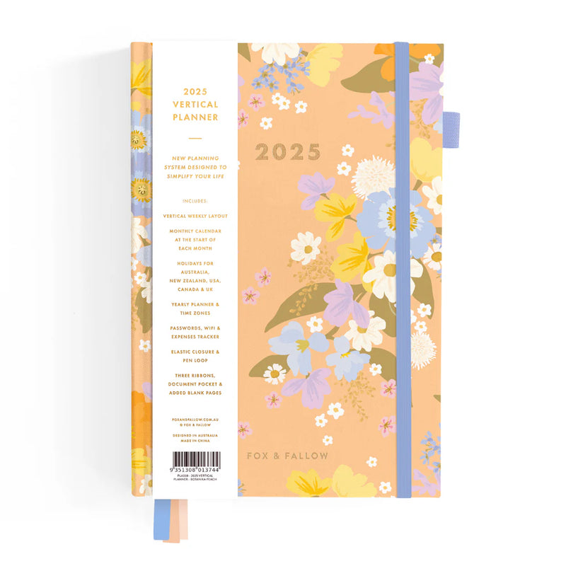 2025 Vertical Planner A5 | Botanika Peach