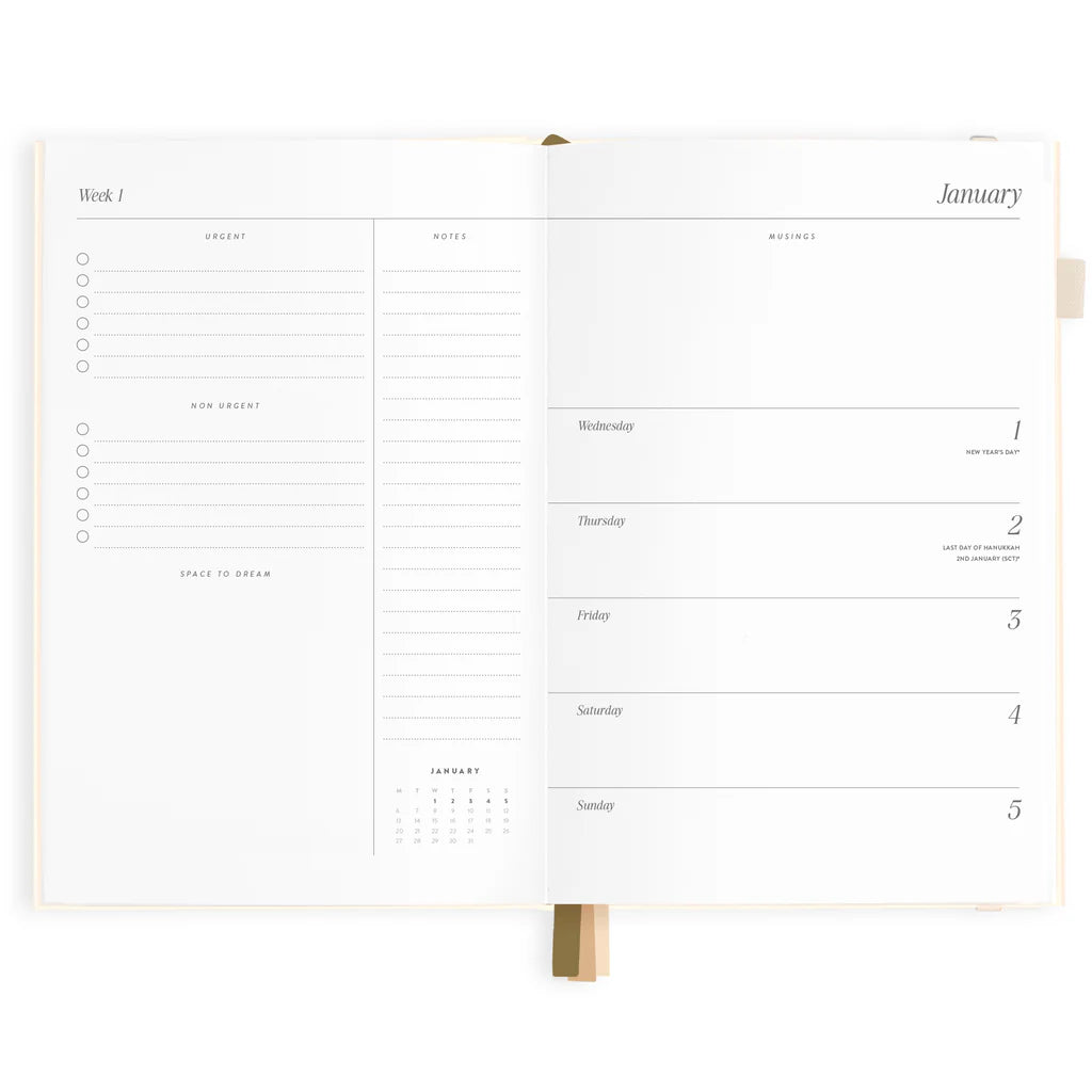 2025 A5 Horizontal Planner | Creme