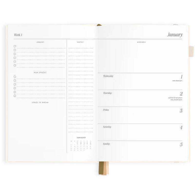 2025 A5 Horizontal Planner | Creme