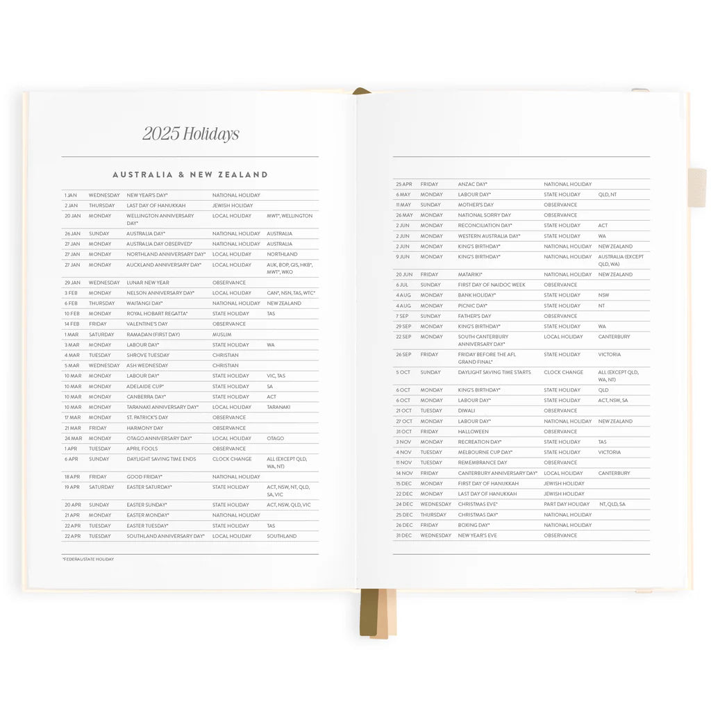 2025 A5 Horizontal Planner | Creme