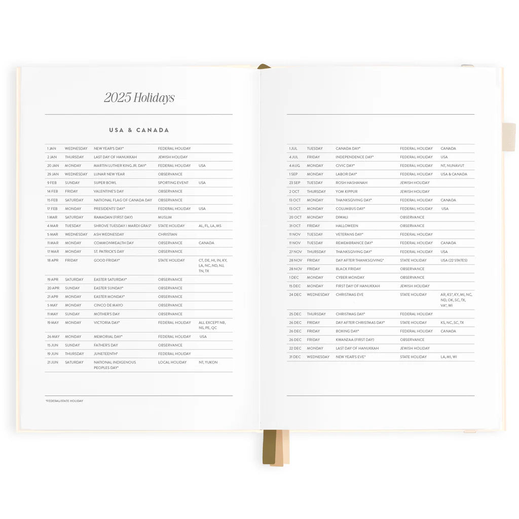 2025 A5 Horizontal Planner | Creme