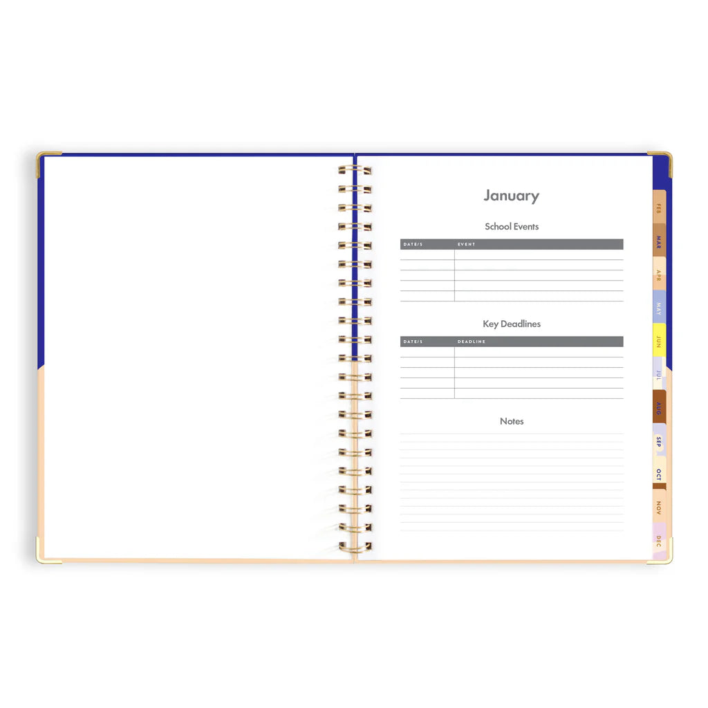 2025 A4 Academic Vertical Planner | Cobalt Ripple