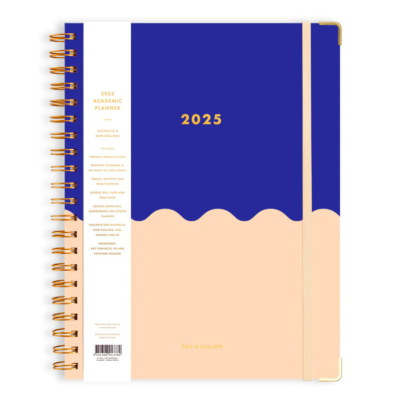 2025 A4 Academic Vertical Planner | Cobalt Ripple