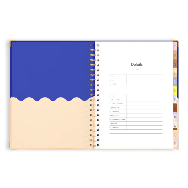 2025 A4 Academic Vertical Planner | Cobalt Ripple