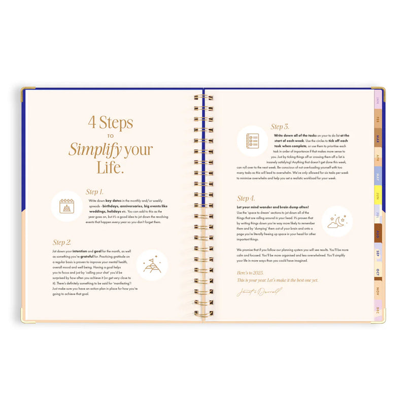 2025 A4 Academic Vertical Planner | Cobalt Ripple